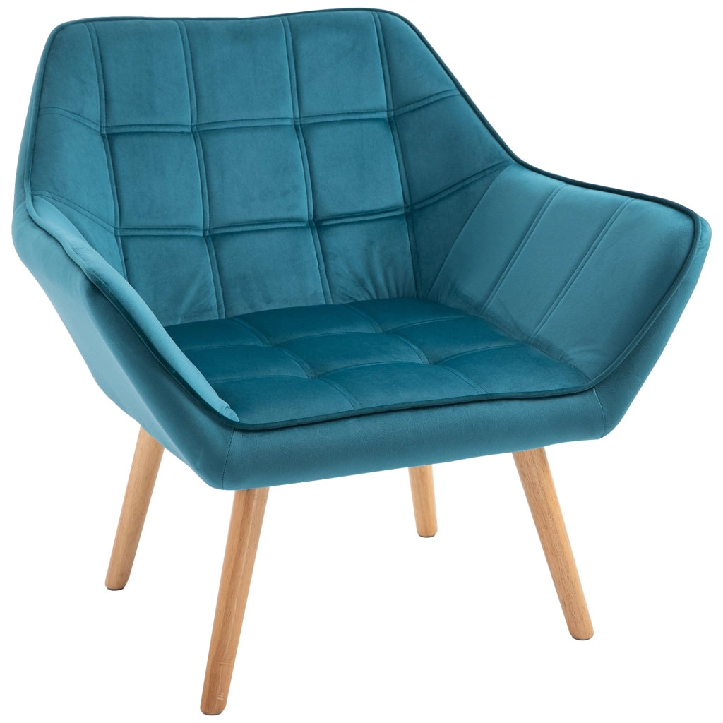 Poltrona Imbottita 79x69,5x72,5 cm in Tessuto  Petrolio