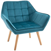 Poltrona Imbottita 79x69,5x72,5 cm in Tessuto  Petrolio