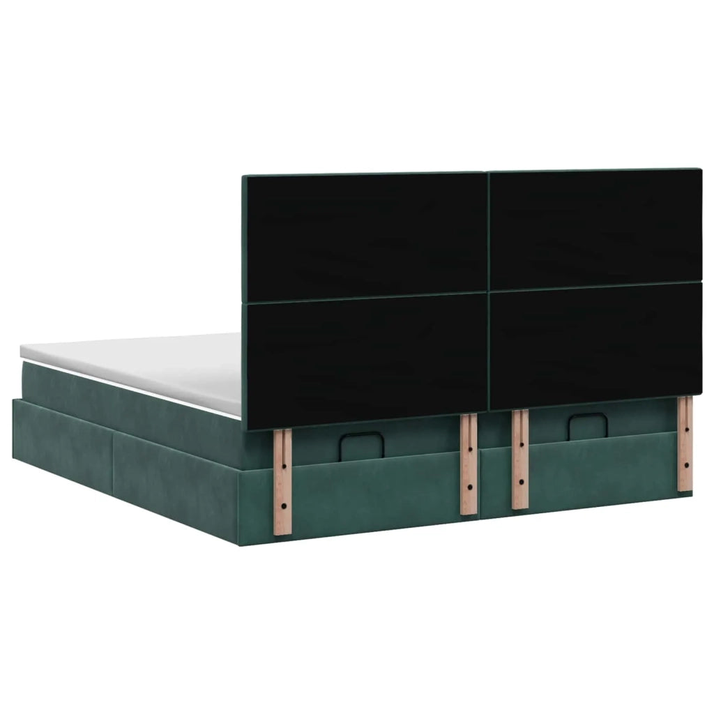 Letto Ottomano con Materasso e LED Verde Scuro 180 x 200 cm 3458517