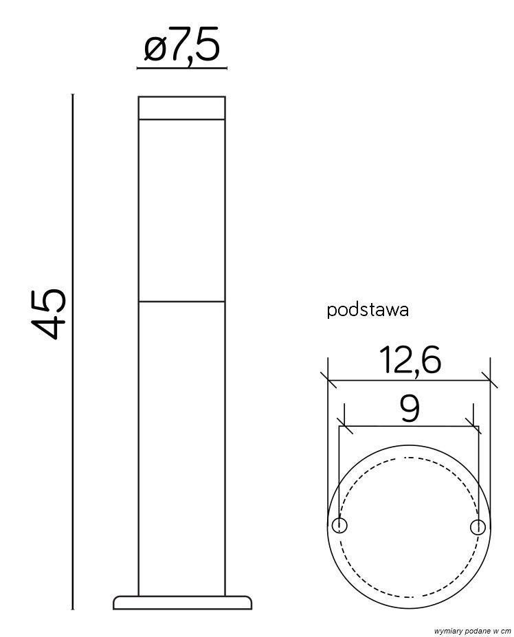 Paletto luce esterno inox 45cm E27 argento IP44 SU-MA
