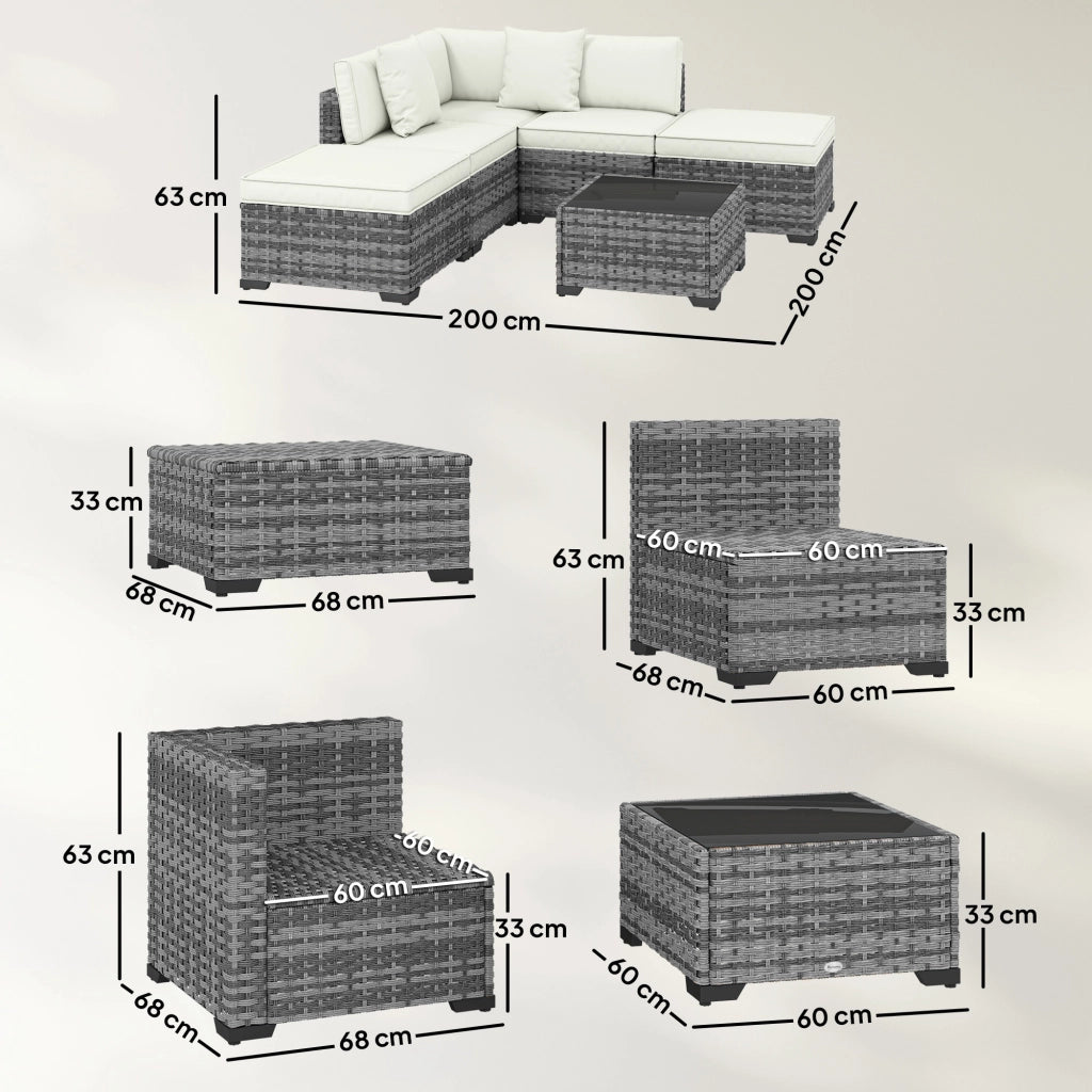 Set Giardino 6 Pezzi in Polyrattan e Acciaio ¨C Minimal ¨C Grigio