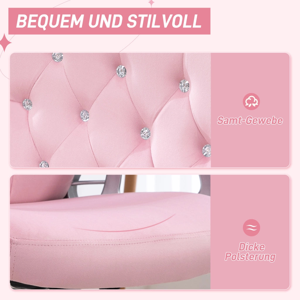 Sedia da ufficio ¨C Minimal ¨C Schienale regolabile altezza variabile velluto rosa