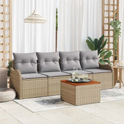 Set Divano da Giardino con cuscino 5 pcs Beige polyrattan