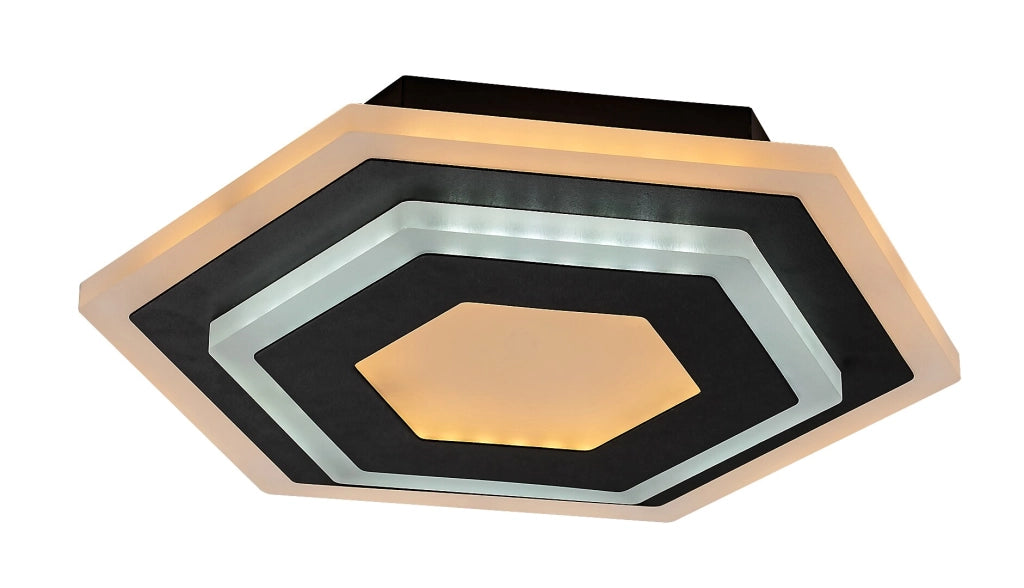 Plafoniera LED Rabalux Bitsi esagonale nera 23W 27cm