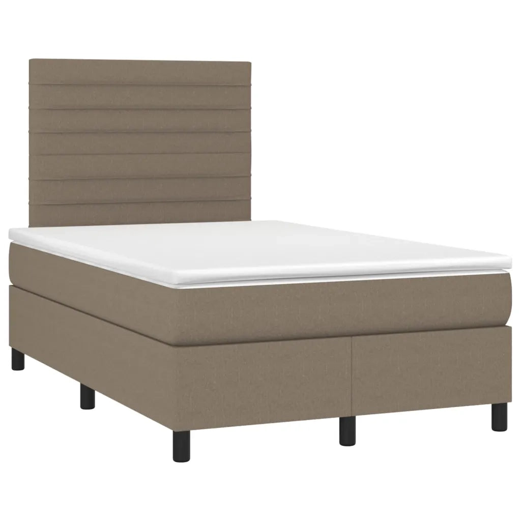 Letto a Molle con Materasso e LED Tortora 120x200cm in Tessuto 3134945