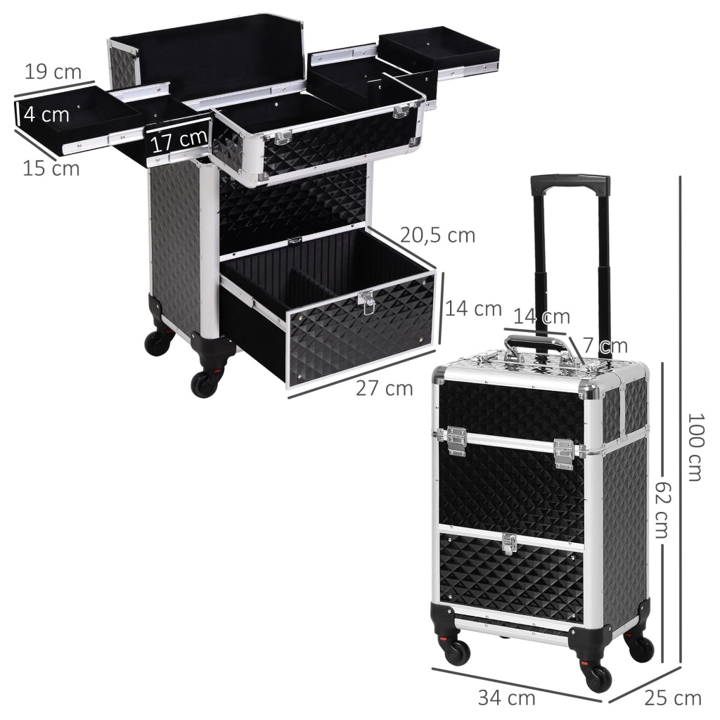 Valigetta trucco trolley ¨C Minimal ¨C nero 34x25x62 cm