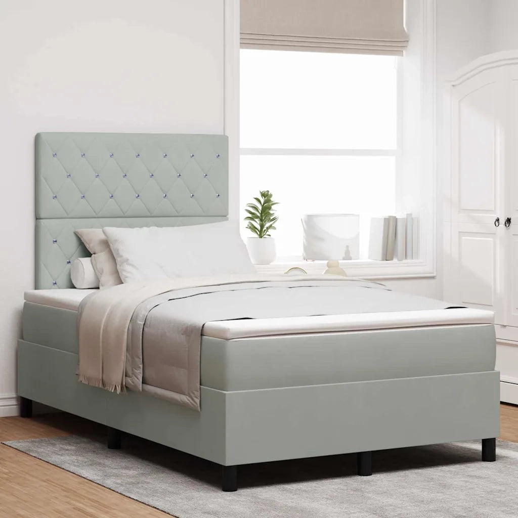 Letto a molle con materasso Grigio chiaro 120 x 200 cm Velluto 3339758