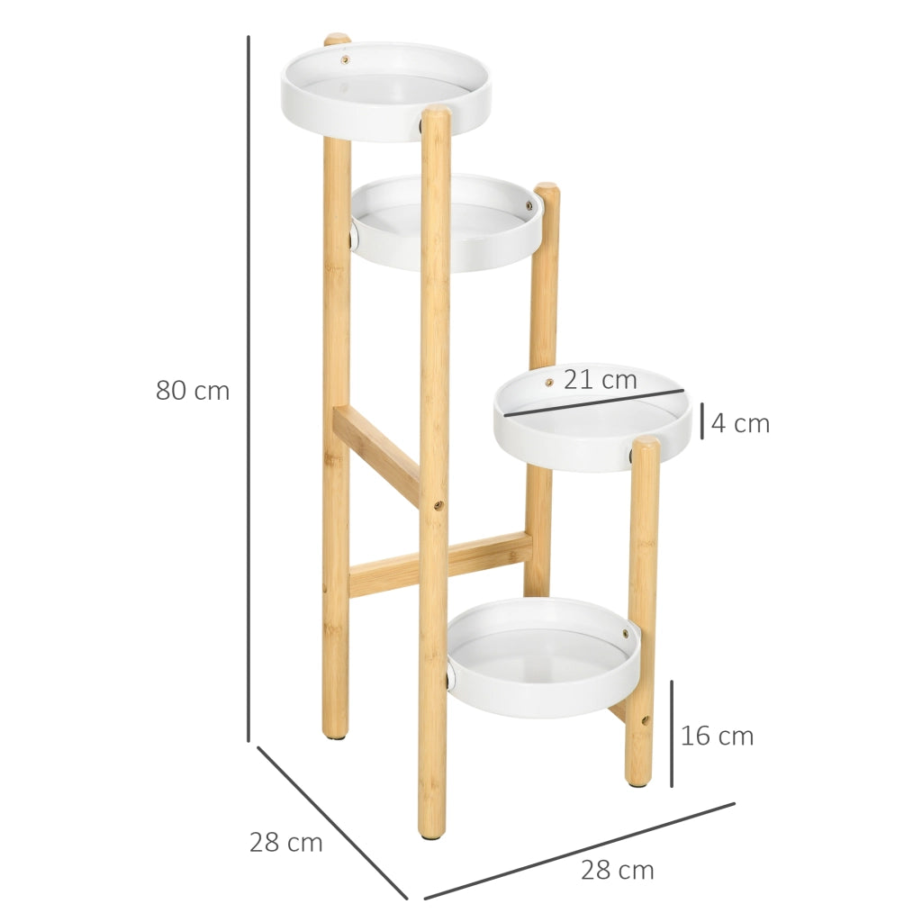 Tavolino da soggiorno scaffale piante 4 livelli ¨C Minimal ¨C bianco metallo bamb¨´ 28x28x80