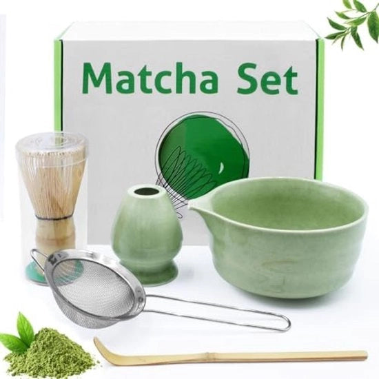 Set di Tè Matcha in Ceramica - 5 pezzi con Set di Sift e Accessori