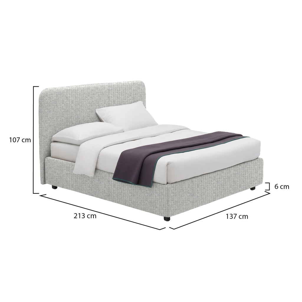 Poole, Letto Piazza e Mezza Sfoderabile Made in Italy, Grigio Chiaro
