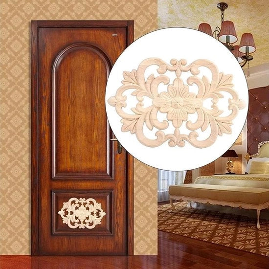 Decorazione in Legno - Motivo a Fiore - Decorazione per Parete - Dimensioni 22x14 cm - Materiale in Legno di Pioppo