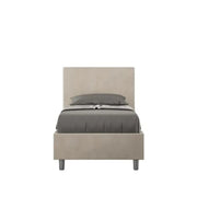Letto singolo contenitore imbottito 80x210 microfibra sabbia Adele