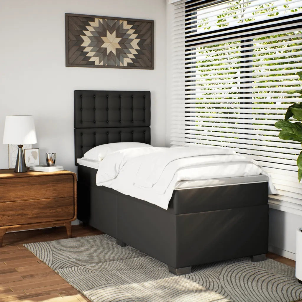 Letto a Molle con Materasso Nero Singolo in Similpelle 3293052