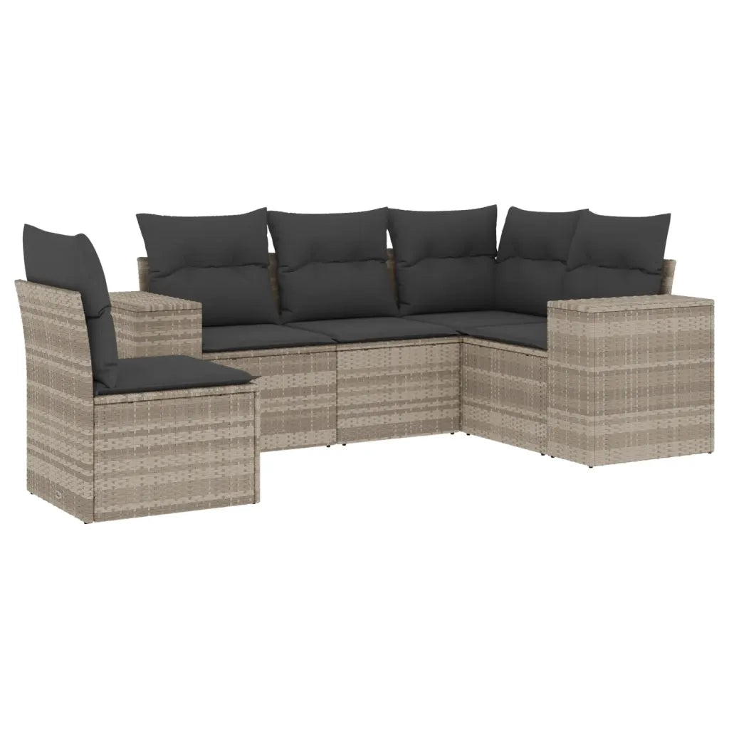 Set Divano da Giardino 5pz con Cuscini Grigio Chiaro Polyrattan 3254909