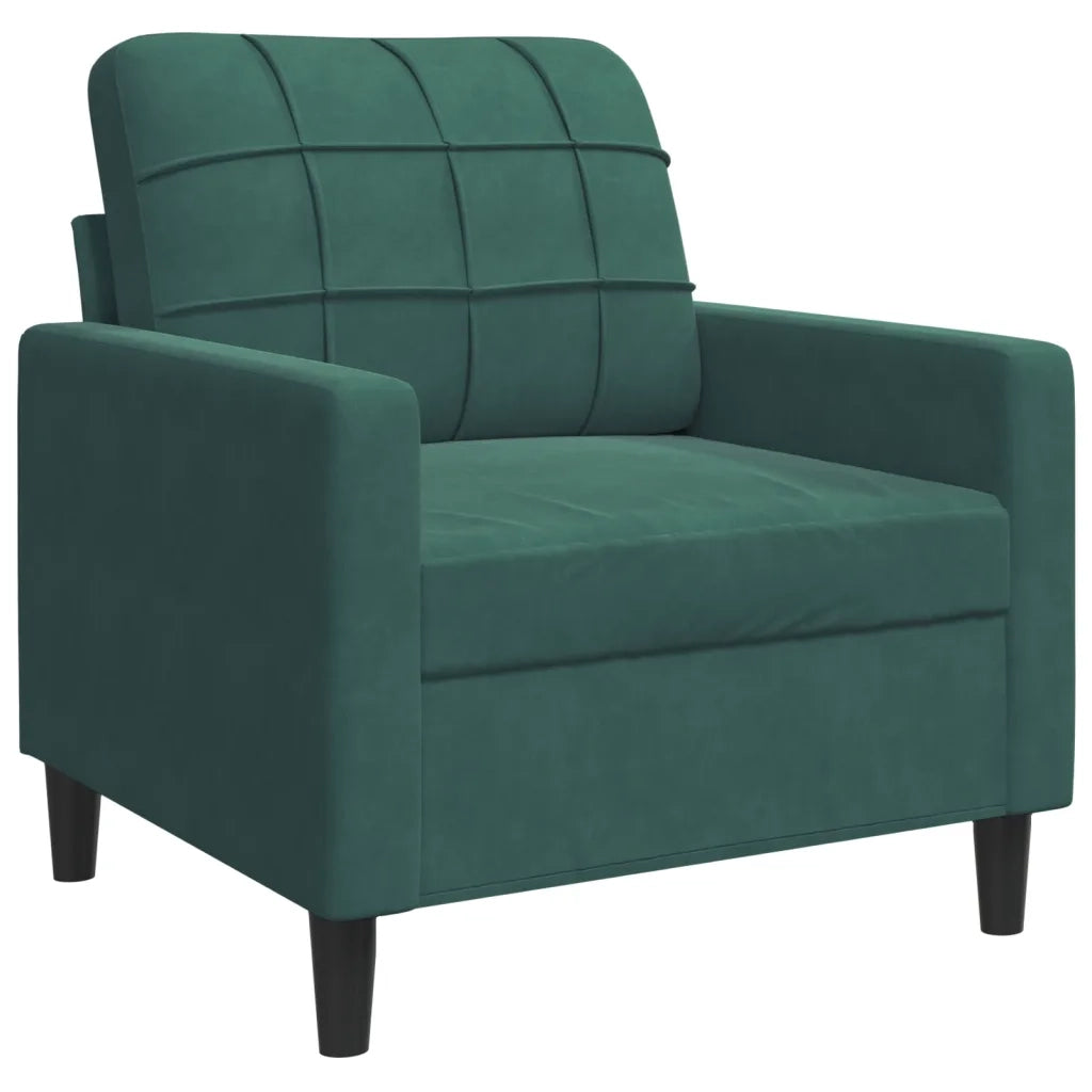 Set di Divani 4 pz con Cuscini e Rinforzi Verde scuro Velluto