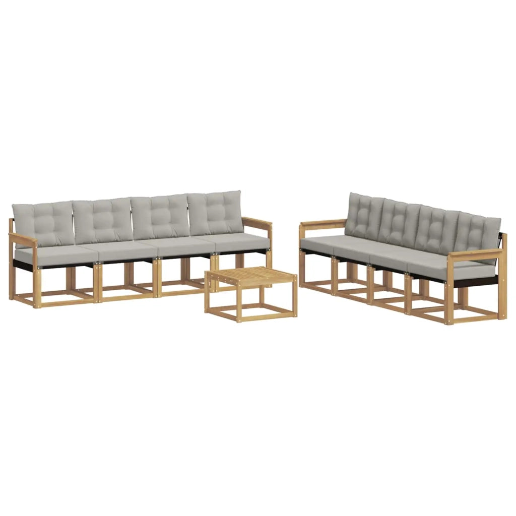 Set di divani da esterno 9 pz Bianco e Grigio Chiaro 3389325