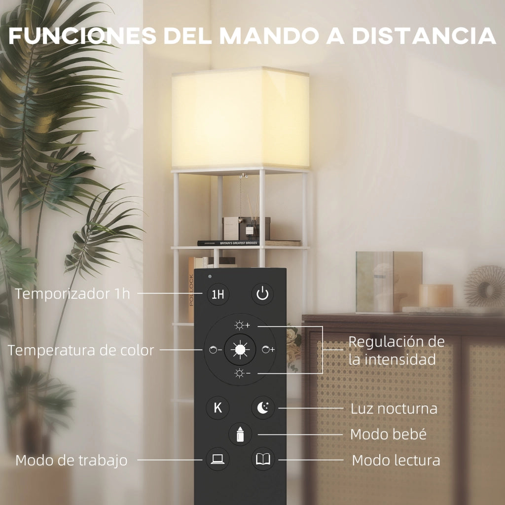 Lampada da Terra con Mensole ¨C Xylo ¨C Temperatura Colore Regolabile 3000K-6500K con Telecomando E27