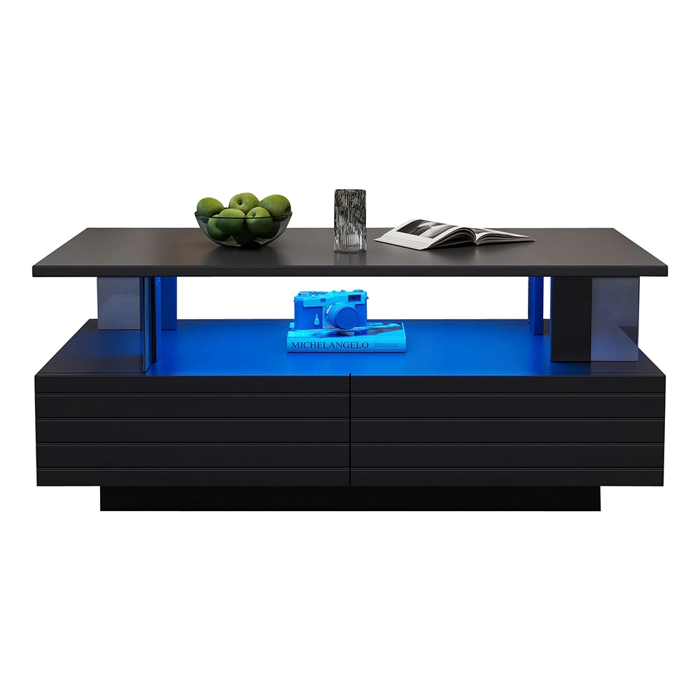 Tavolino-Xylo-Nero LED Bluetooth doppio strato