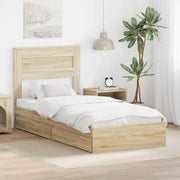 Letto con Contenitore con testiera Rovere Sonoma 75 x 190 cm