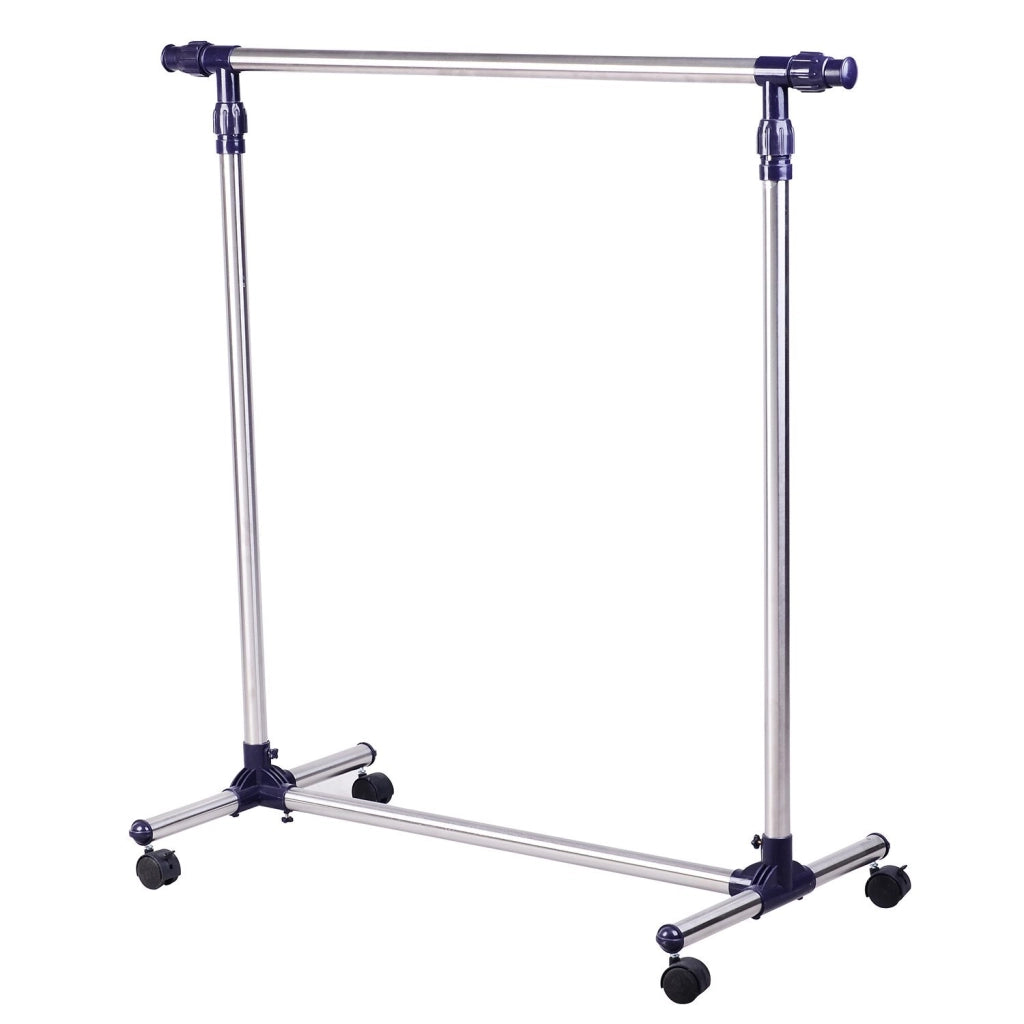 Appendiabiti a Rulli con Stendibiancheria Regolabile ¨C Minimal ¨C Acciaio Inox 86x45x95 cm