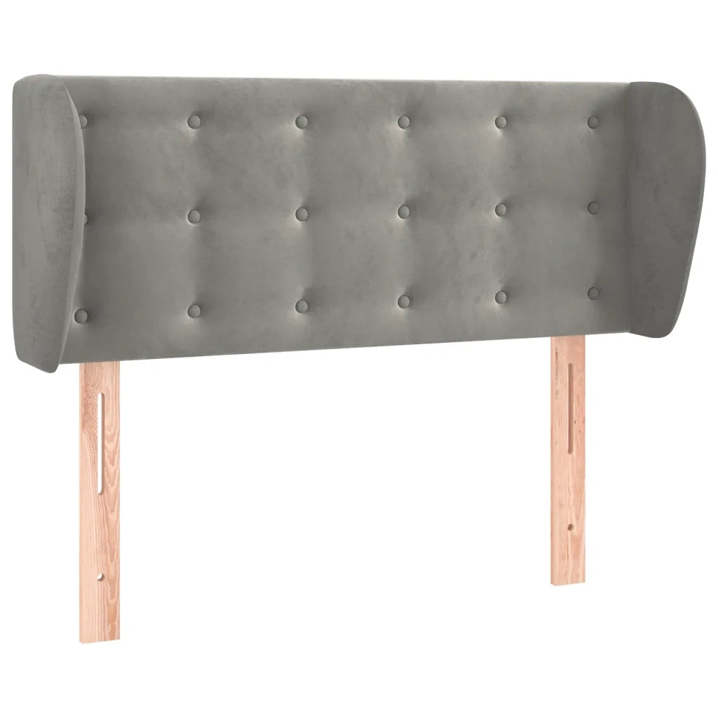 Testiera ad Orecchio-Testata con Orecchie Grigio Chiaro 83x23x78/88 cm in Velluto 489657