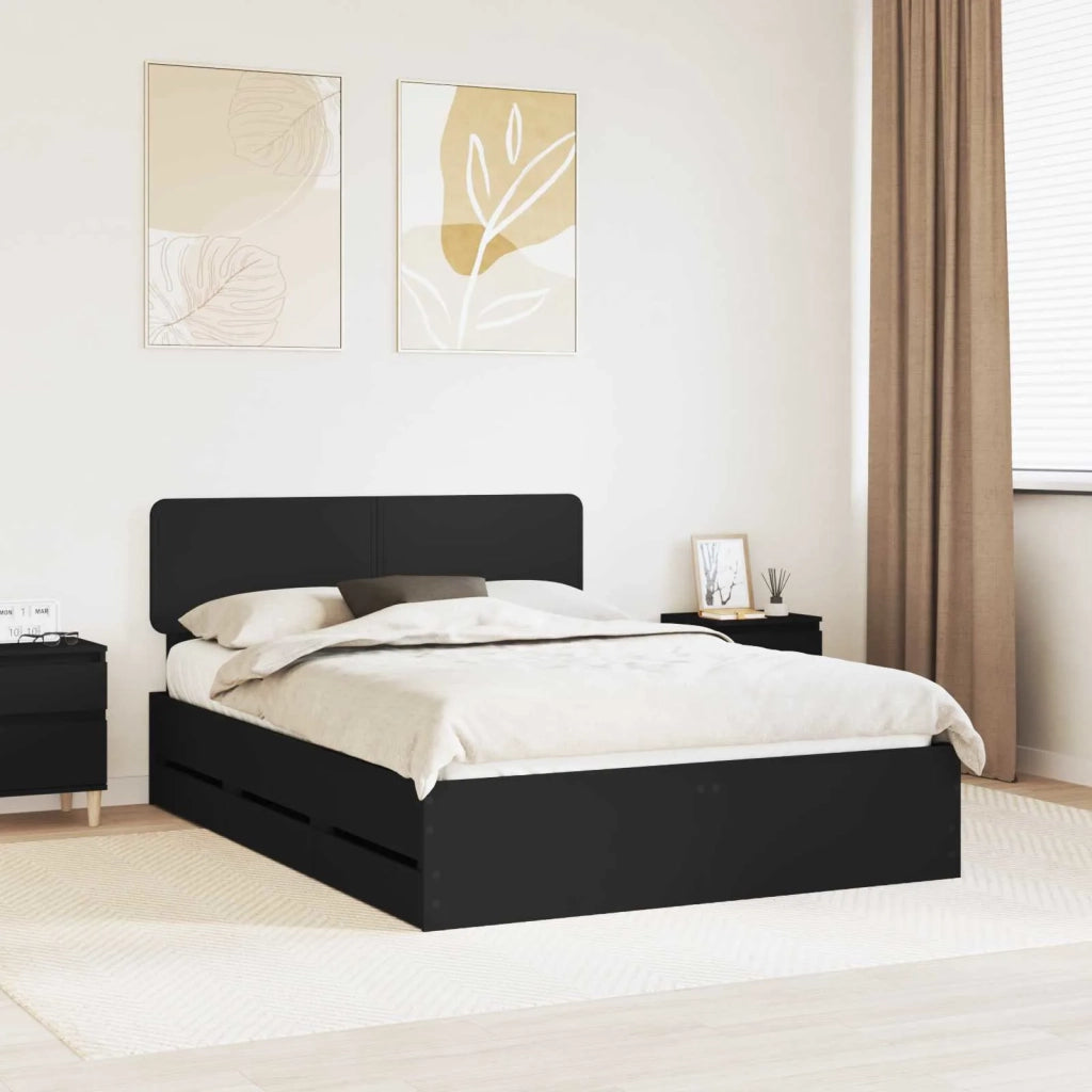 Letto matrimoniale | Letto per adulti | Struttura del letto Nero 160 x 200 cm Legno ingegnerizzato