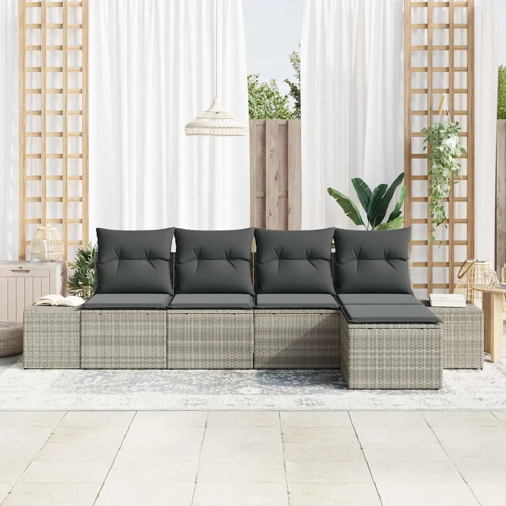 Set Divano da Giardino 5 pcs Grigio chiaro polyrattan 3347022