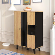 Mobile Credenza con Vetro e LED ¨C Xylo ¨C Nero e Legno