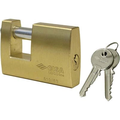 LUCCHETTO RETTAGOLARE 21610 LOGO  OTTONE SATINATO CHIAVI 2 MM 90