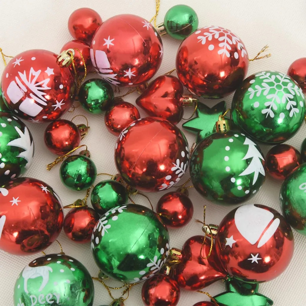 Set di Palle di Natale 40 pcs Rosso e Verde Plastica 42018846