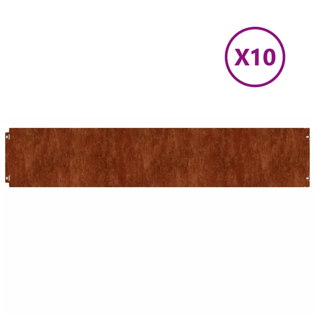 Bordure per Prato 10 pz 20x103 cm Flessibili in Acciaio Corten 821894