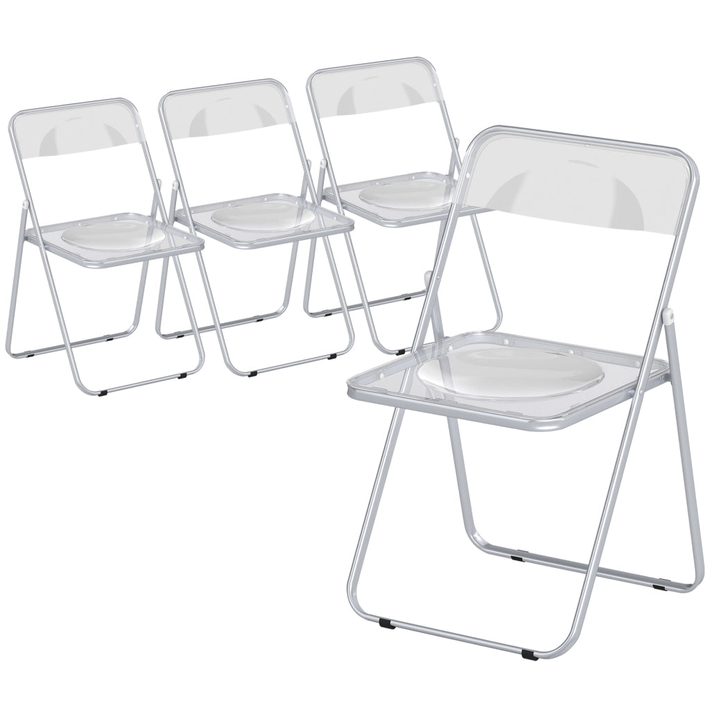 Set 4 Sedie Pieghevoli ¨C Minimal ¨C Acciaio e Acrilico Trasparente