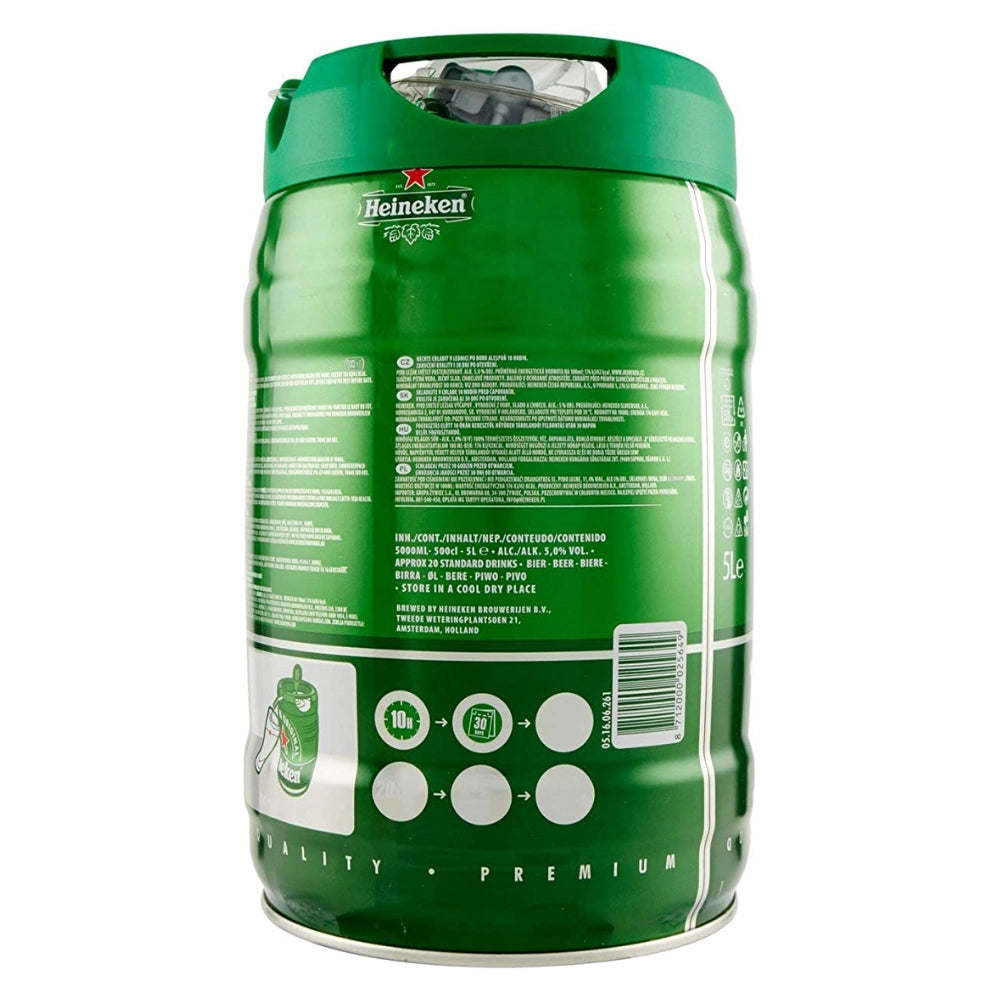 Birra heineken draught keg 2 fusti con erogatore da 5 litri
