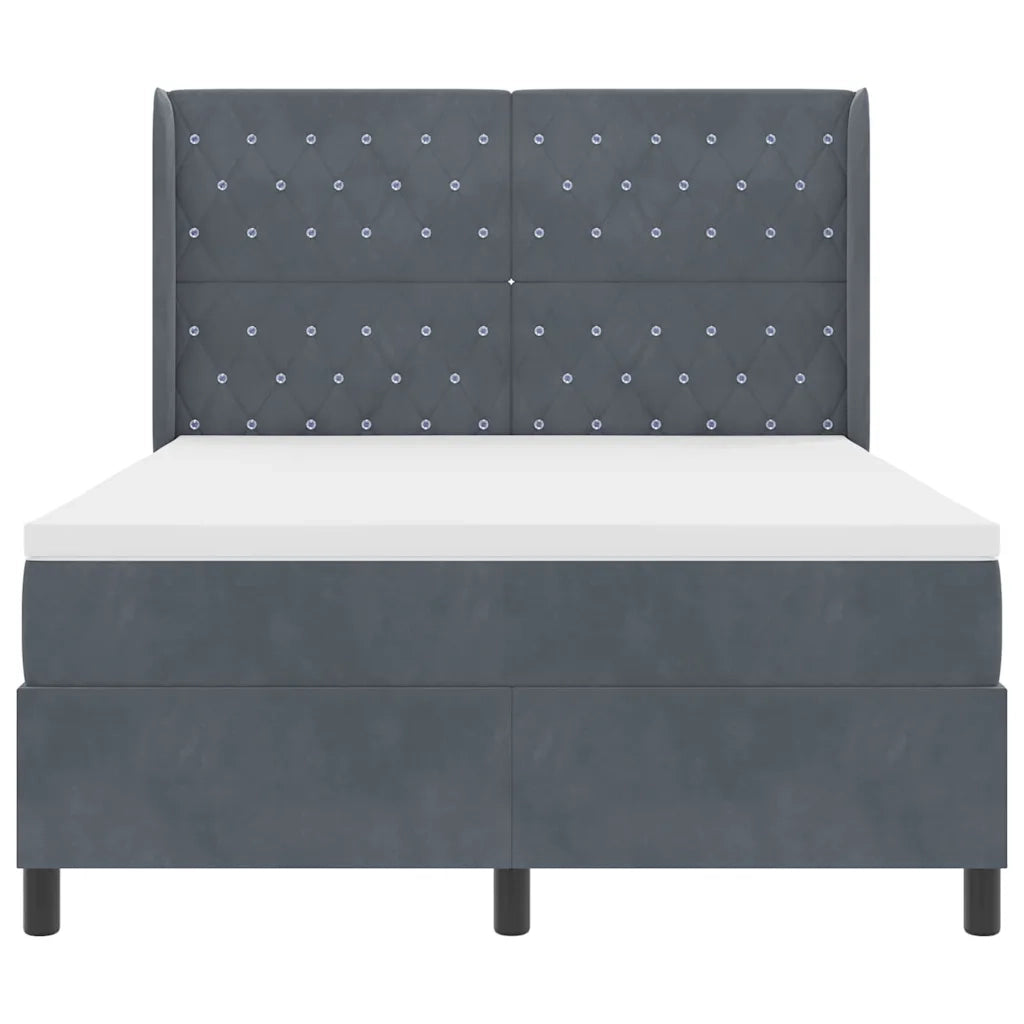 Letto a molle con materasso Grigio scuro 160 x 200 cm Velluto 3343821