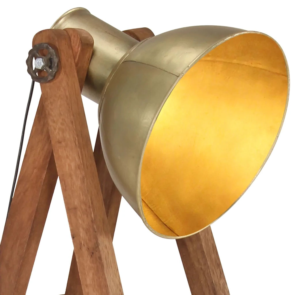 Lampada da Pavimento Ottone E27 in Legno Massello di Mango 320588