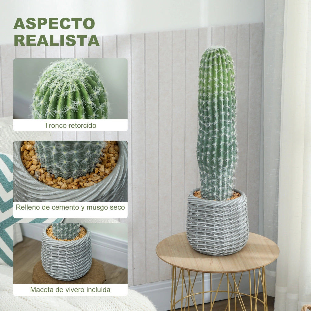 Cactus Artificiale Decorativo 66cm ¨C Xylo ¨C Verde con Vaso