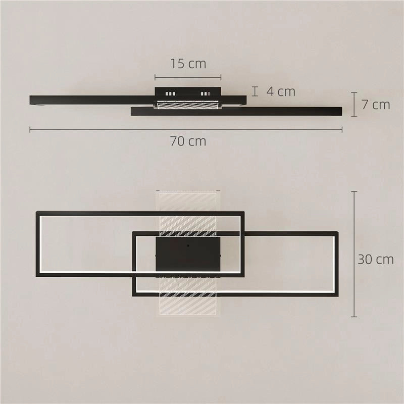 LAMPADA LED A SOFFITTO DIMMERABILE 3000-6000K CON TELECOMANDO E INTERRUTTORE, 70X30 CM, NERO