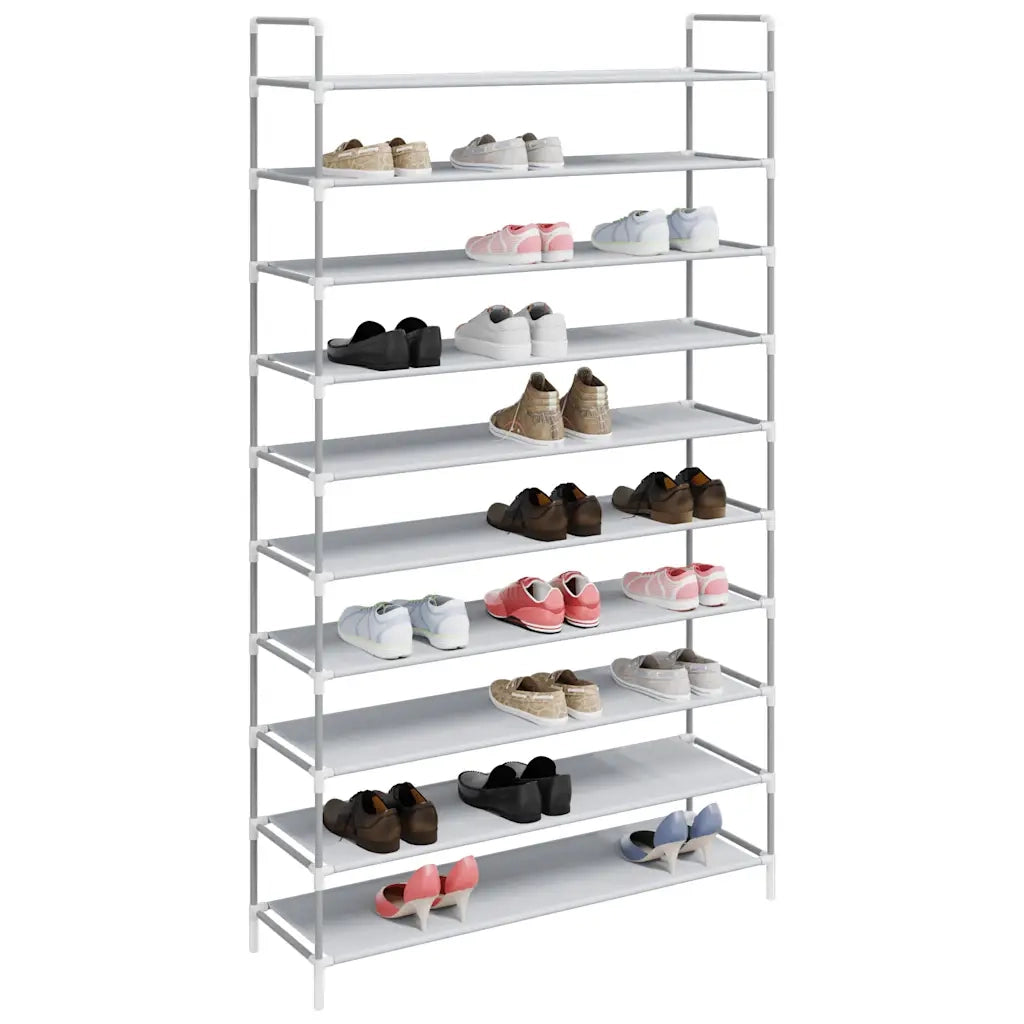 Scarpiera | Mobile per scarpe con 10 Ripiani Metallo e Tessuto non Tessuto Argento