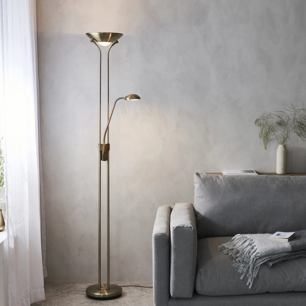 Lampada terra Rome ottone antico con lettura Endon