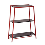 Scaffale in metallo con 3 ripiani, bicolore nero/rosso, dimensioni compatte