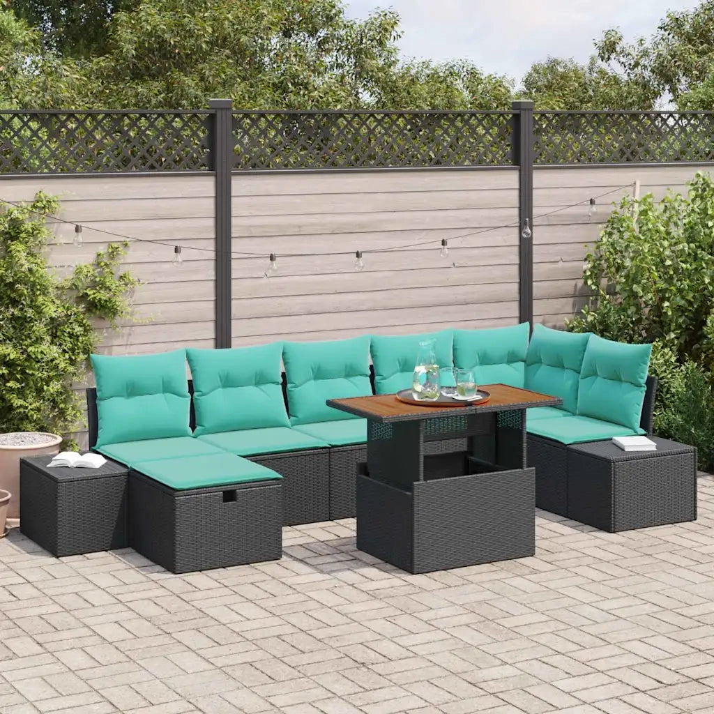 Set Divano da Giardino 8 pz Nero polyrattan 3360064