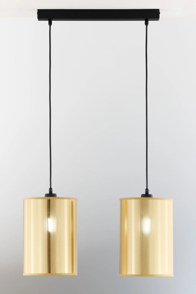 Lampada sospesa moderna nera/ottone 2xE27 Cortina Jupiter