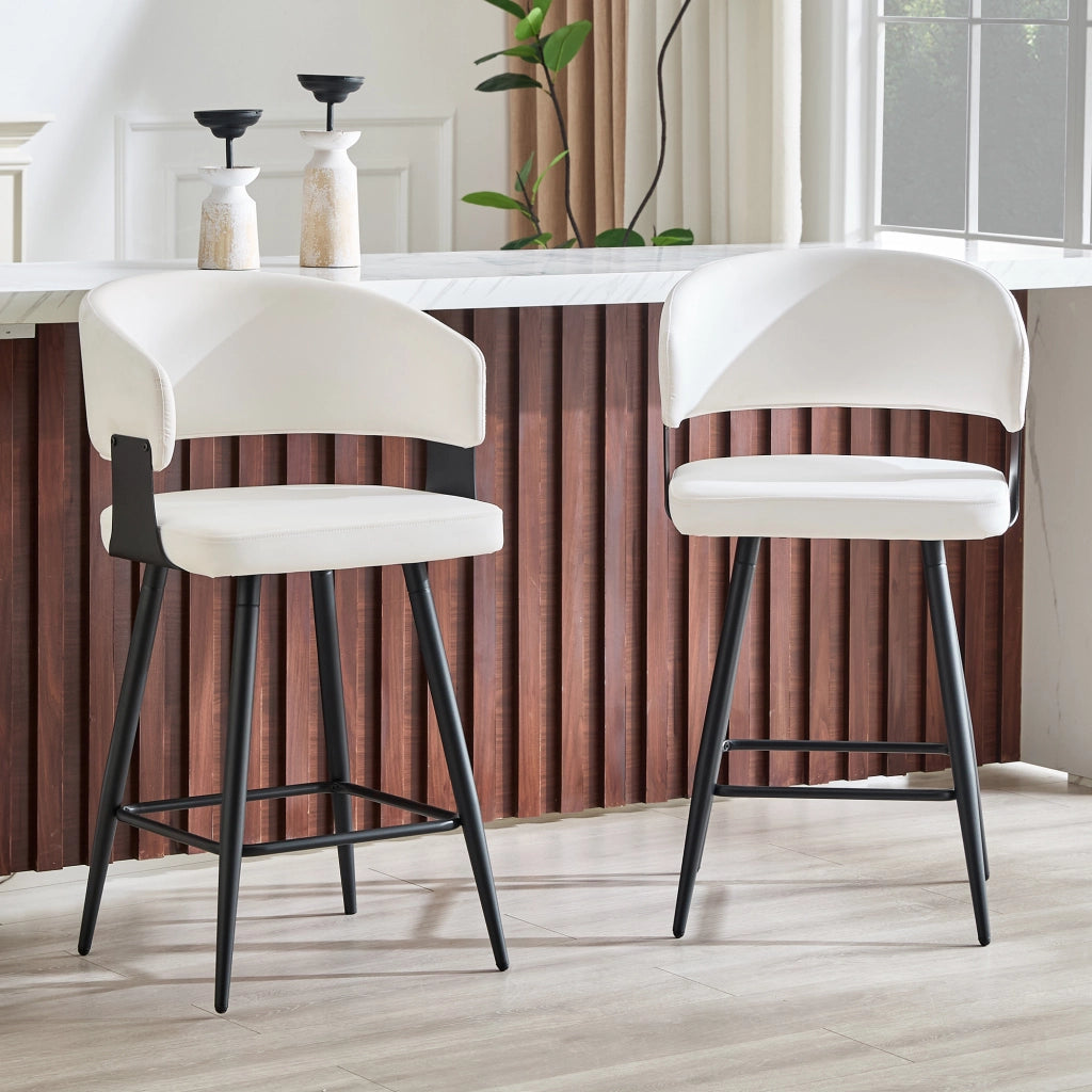 SGABELLO Bar con Schienale Set da 2 pezzi 64 cm PU Bianco Metallo