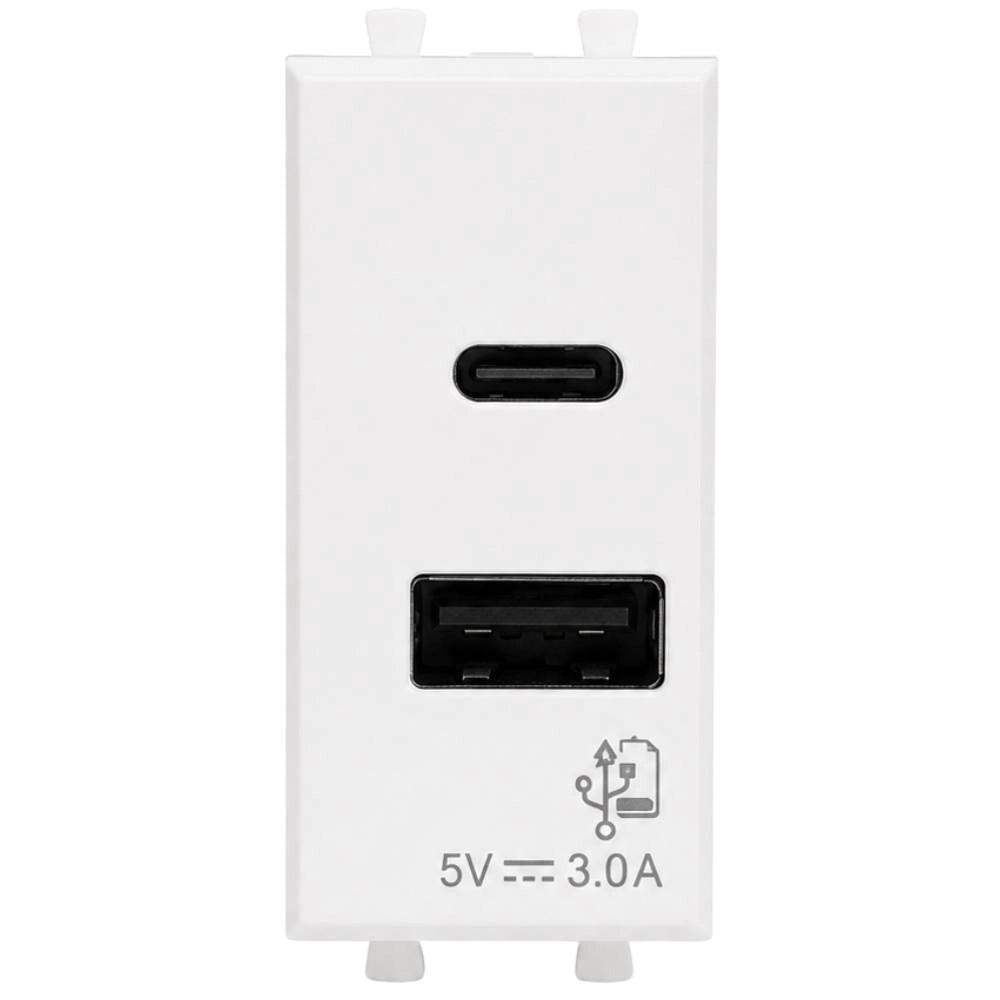 Alimentatore usb da incasso tipo a e c 5v 3a serie s44