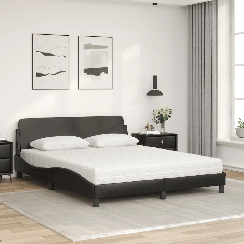 Letto con Materasso Dover Nero 160x200 cm in Similpelle 3208437