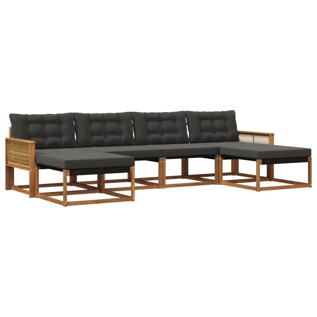 Set di divani da esterno con cuscino 6 pcs Naturale e Nero 3381604