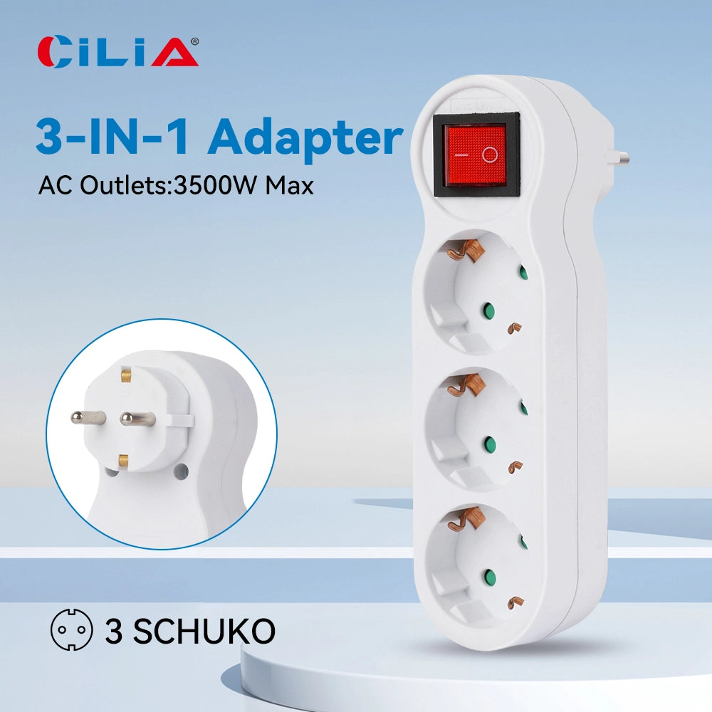 Ciabatta Multipresa con Interruttore ¨C zephmum ¨C 3 Prese, Protezione Bambini, Bianco