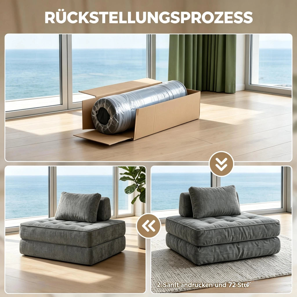 DIVANO LETTO 1 POSTO 97x97x70 cm Grigio in Chenille