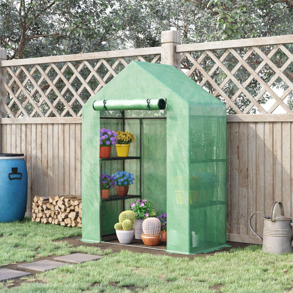 Serra da giardino con 4 ripiani ¨C zephmum ¨C verde 141x72x191 cm