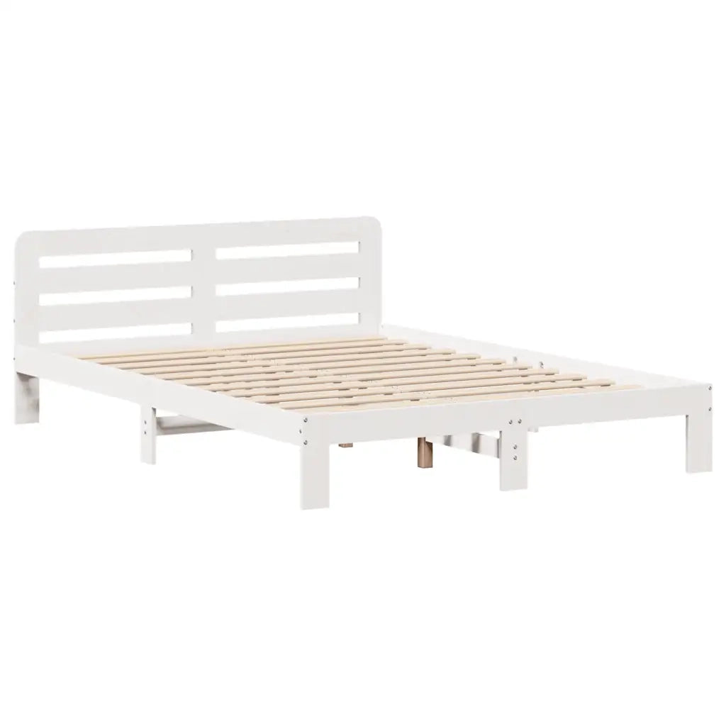 Letto matrimoniale | Letto per adulti | Giroletto senza Materasso Bianco 150x200 cm Legno Massello Pino
